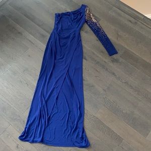 BCBGMAXAZRIA One shoulder Blue gown sz XS